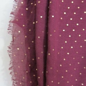 Burgundy and Gold Polka Dot Scarf / Shawl